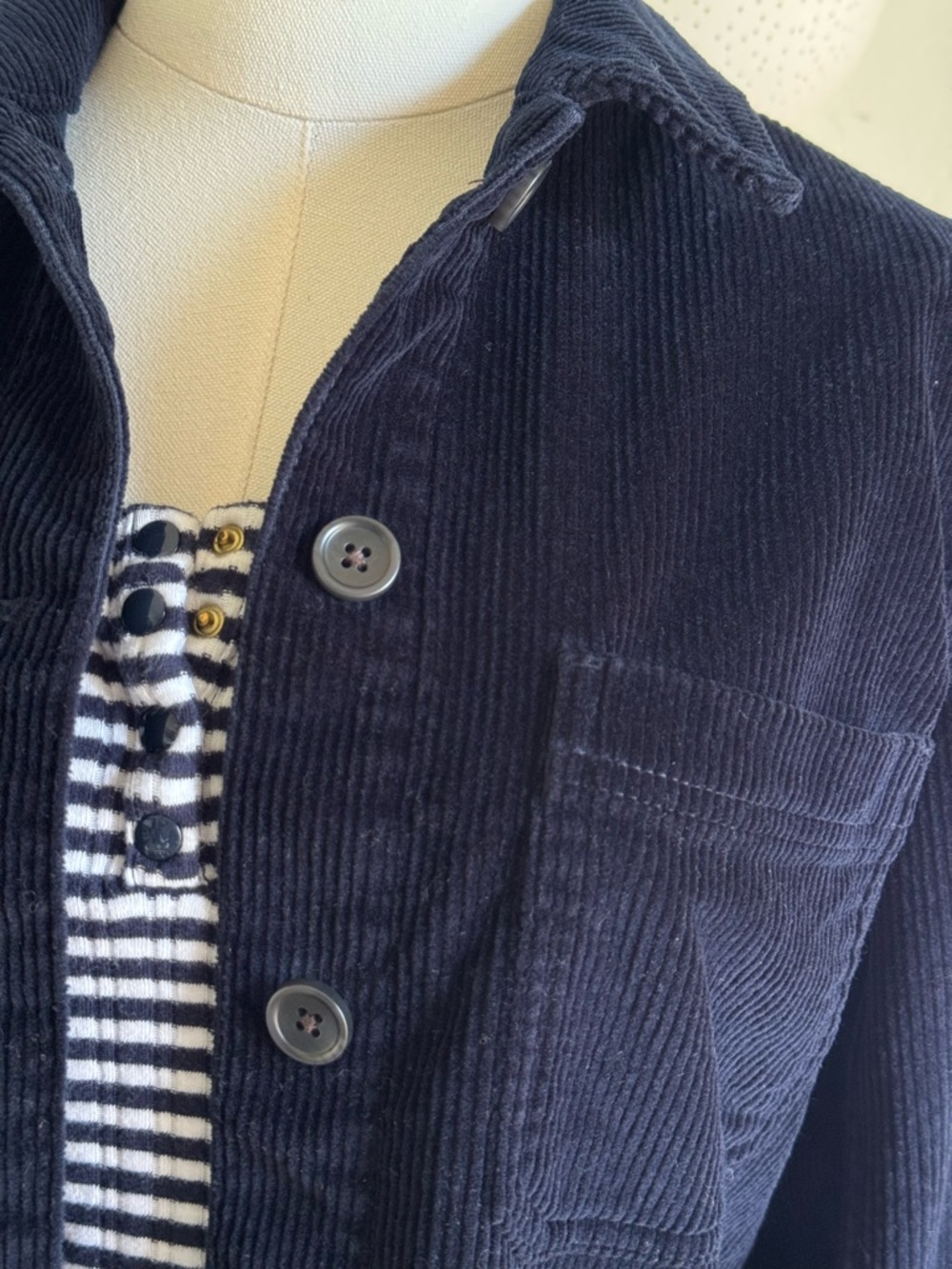 Everlane Navy Corduroy Chore Jacket Shirt Jacket Cotton Utility Small - Picture 2 of 5